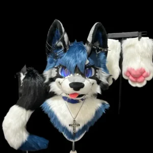 Blue Noir Gothic Wolf Full Partial Fursuit